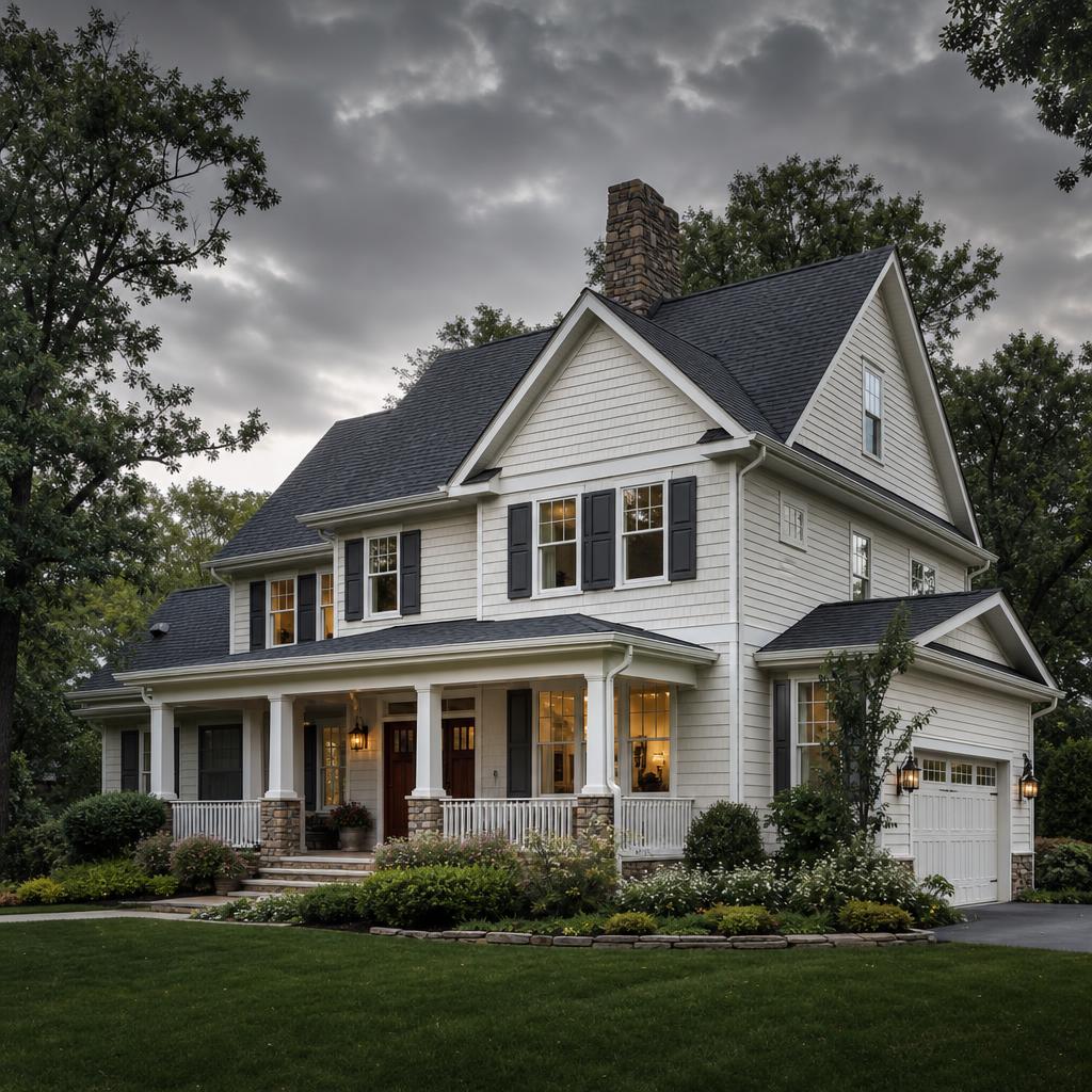 Suburban house with new roof